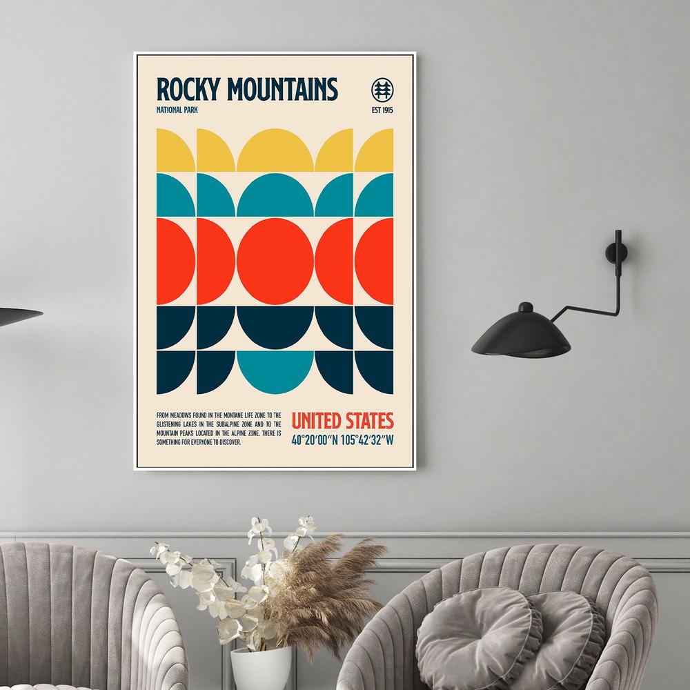 Retro Rocky Mountains-by-Retrodrome-wall-art-print-canvas-poster-framed-Gioia