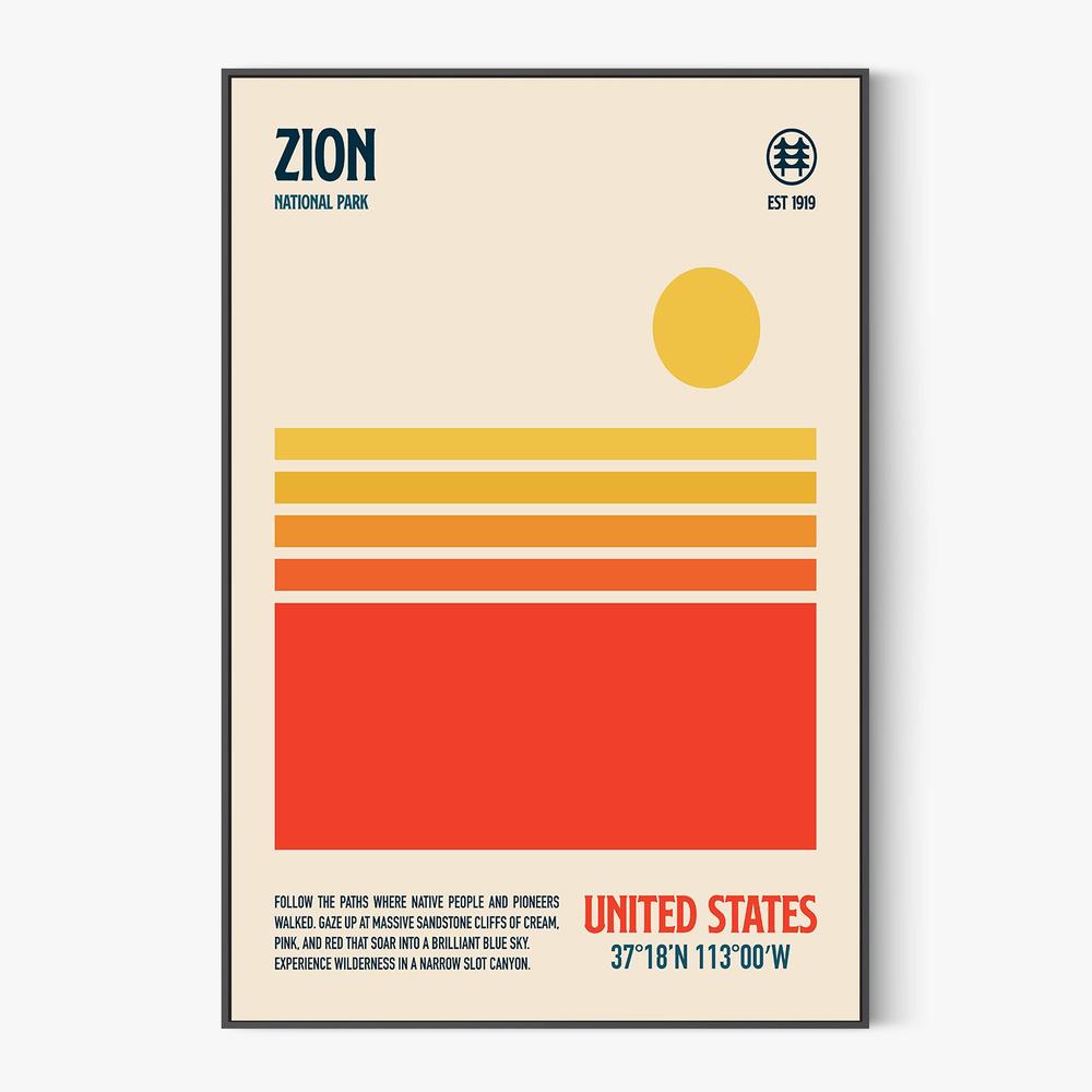 Retro Zion Desert Sun-by-Retrodrome-wall-art-print-canvas-poster-framed-Gioia