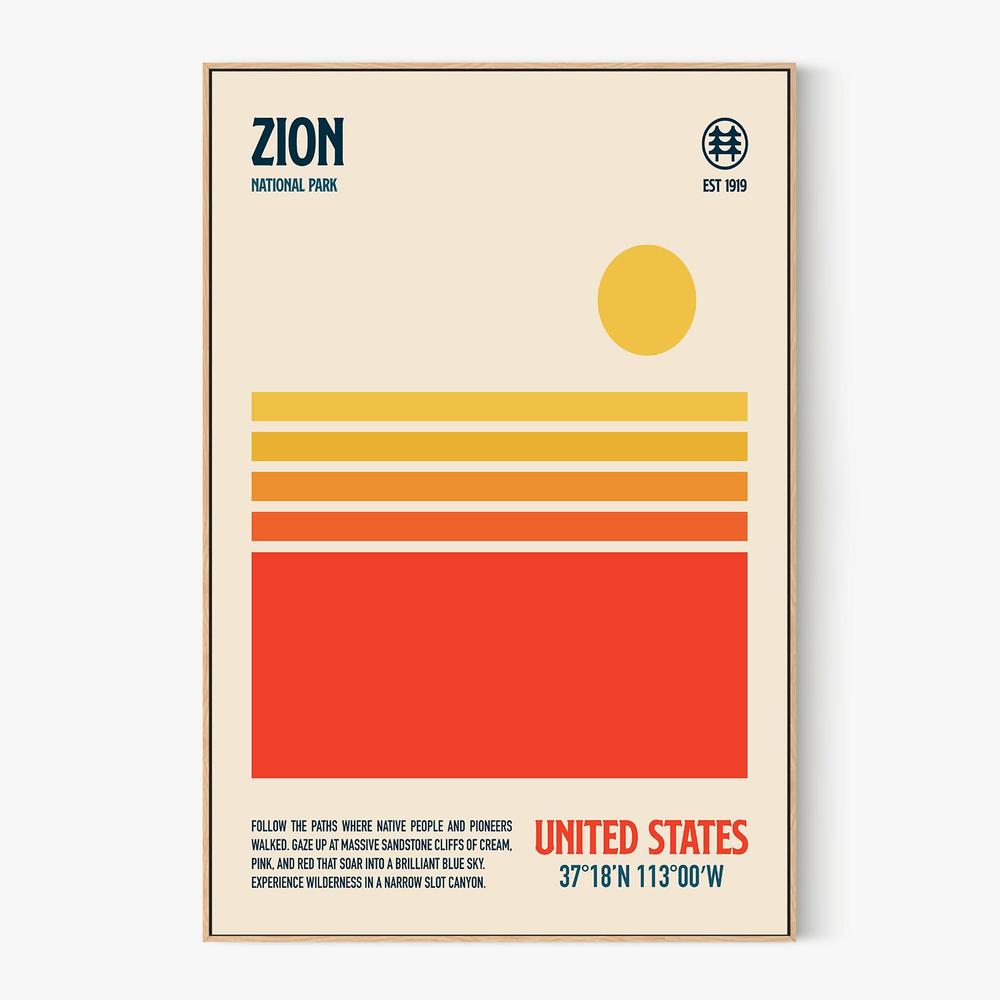Retro Zion Desert Sun-by-Retrodrome-wall-art-print-canvas-poster-framed-Gioia