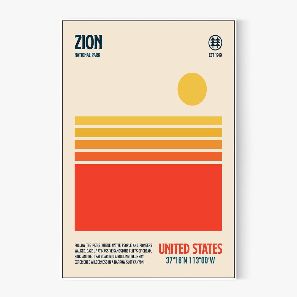 Retro Zion Desert Sun-by-Retrodrome-wall-art-print-canvas-poster-framed-Gioia