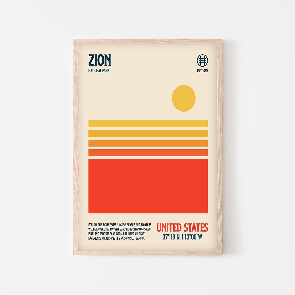 Retro Zion Desert Sun-by-Retrodrome-wall-art-print-canvas-poster-framed-Gioia