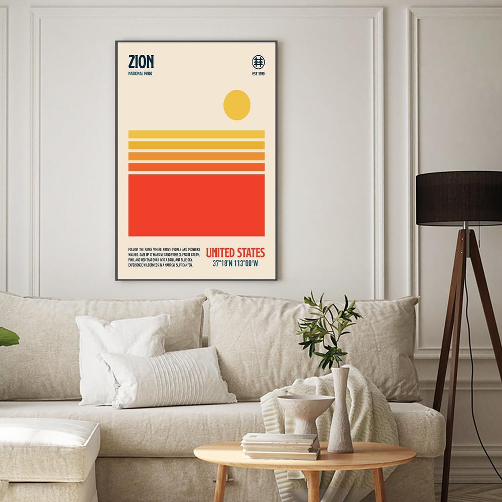 Retro Zion Desert Sun-by-Retrodrome-wall-art-print-canvas-poster-framed-Gioia