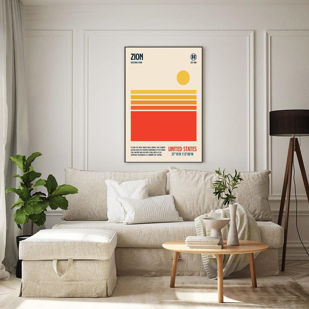 Retro Zion Desert Sun-by-Retrodrome-wall-art-print-canvas-poster-framed-Gioia
