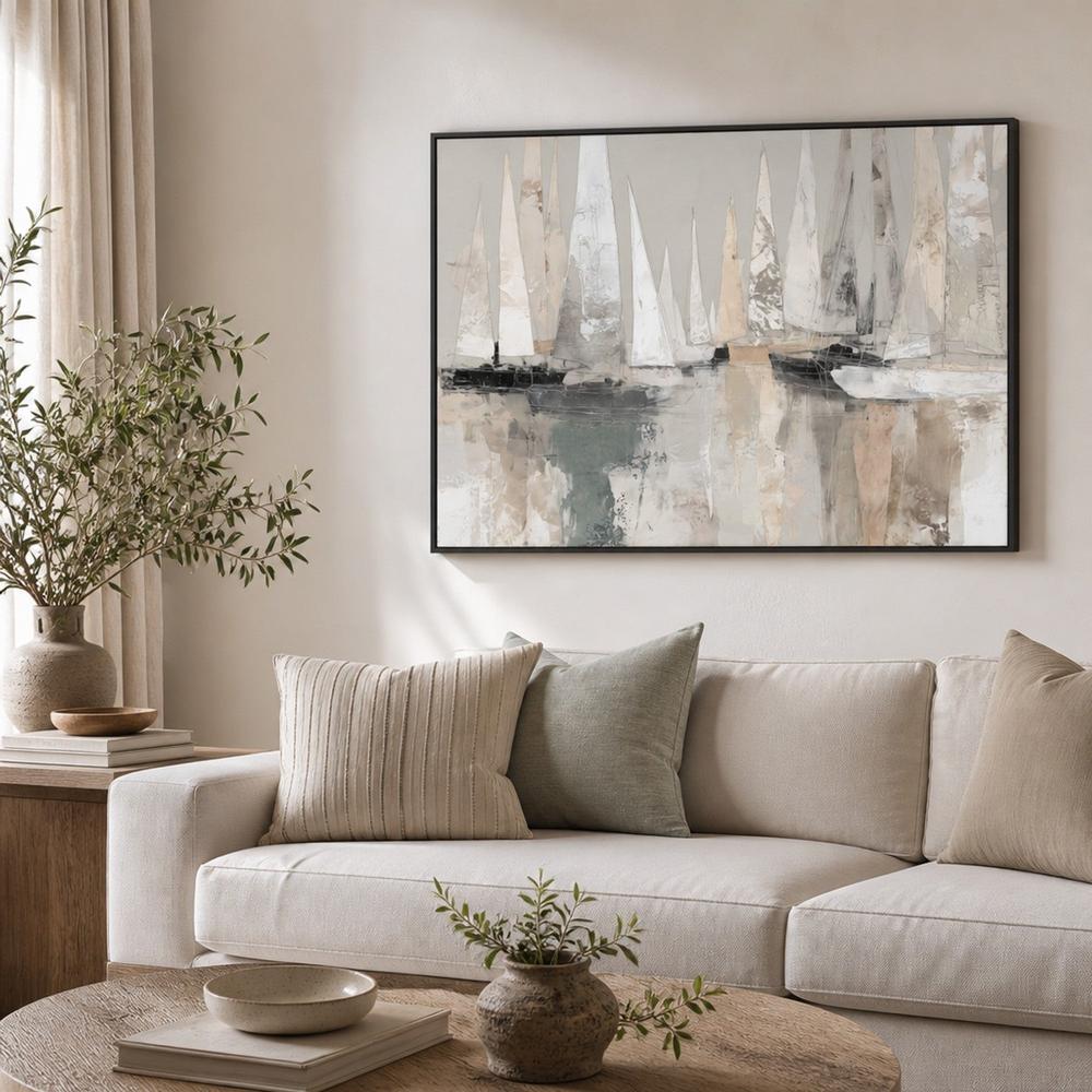 Sailboat Cluster At Bay-by-Chromatic Storm Studio-wall-art-print-canvas-poster-framed-Gioia