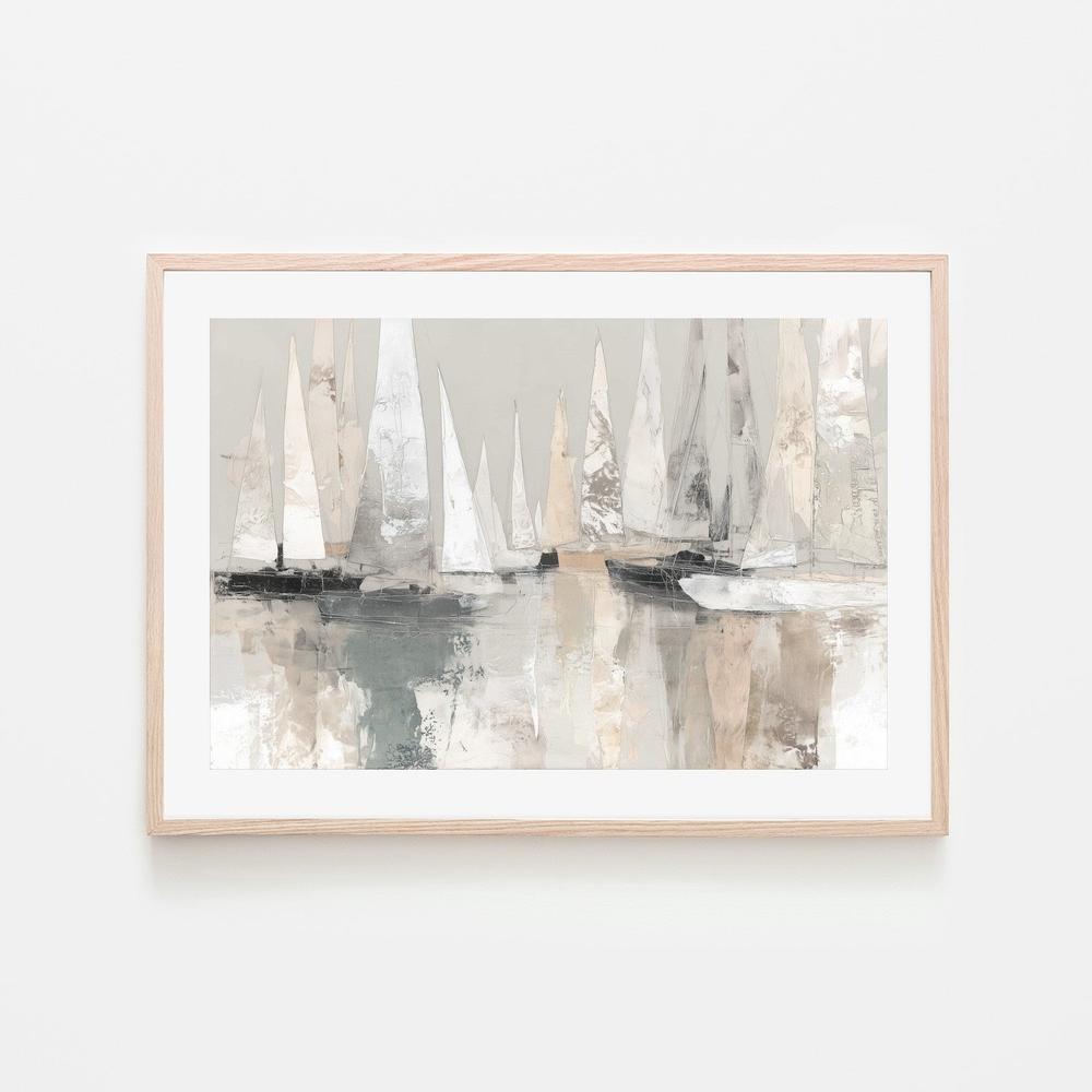 Sailboat Cluster At Bay-by-Chromatic Storm Studio-wall-art-print-canvas-poster-framed-Gioia