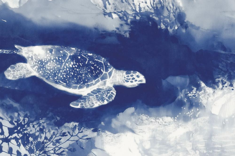 Sea Turtle Over Open Ocean-by-Chromatic Storm Studio-wall-art-print-canvas-poster-framed-Gioia