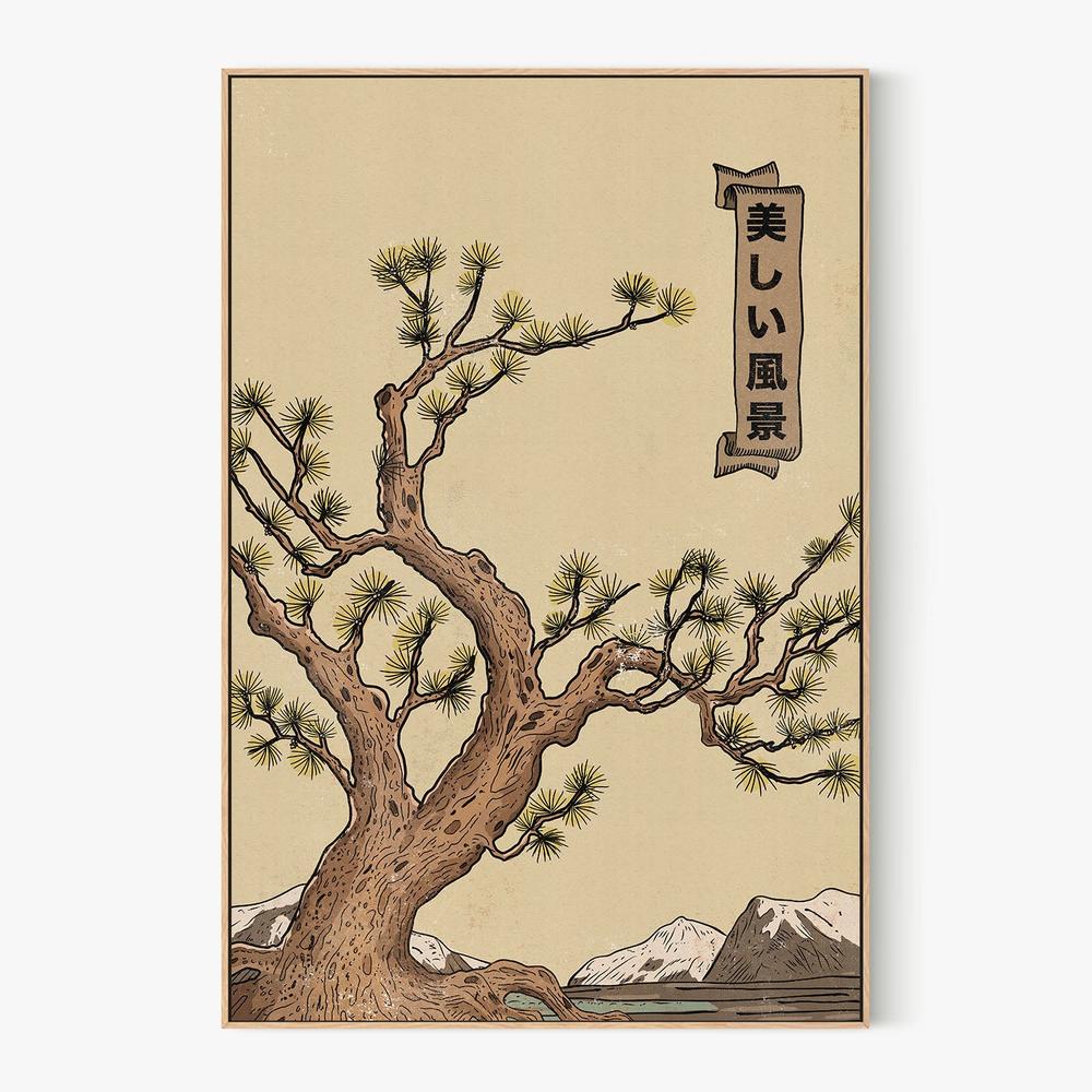 Serene Japanese Pine Landscape-by-Nicholas-wall-art-print-canvas-poster-framed-Gioia