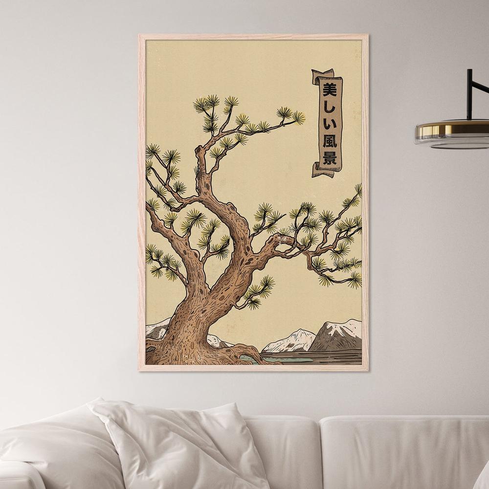 Serene Japanese Pine Landscape-by-Nicholas-wall-art-print-canvas-poster-framed-Gioia