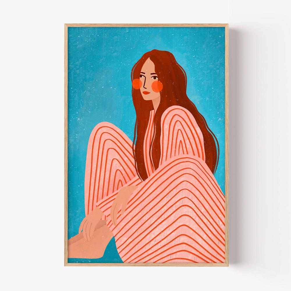 Serene Striped Woman-by-Bea Muller-wall-art-print-canvas-poster-framed-Gioia