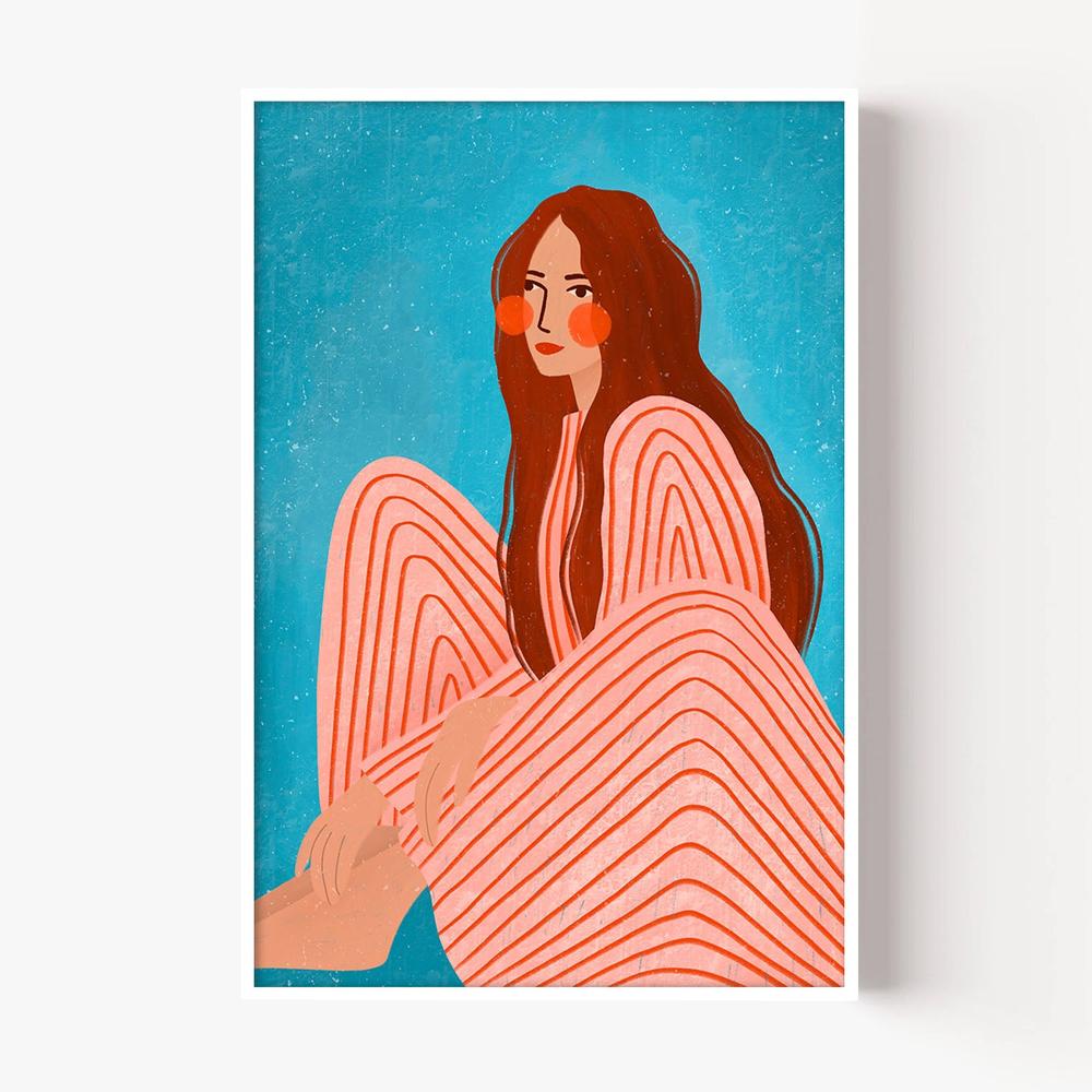 Serene Striped Woman-by-Bea Muller-wall-art-print-canvas-poster-framed-Gioia