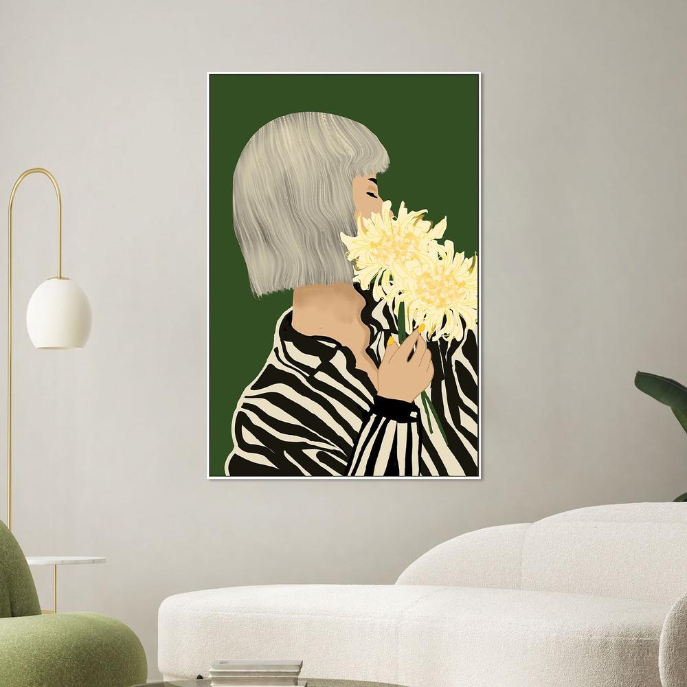 wall-art-print-canvas-poster-framed-Serene Woman with Flowers-2