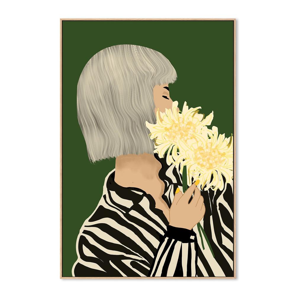 wall-art-print-canvas-poster-framed-Serene Woman with Flowers-4