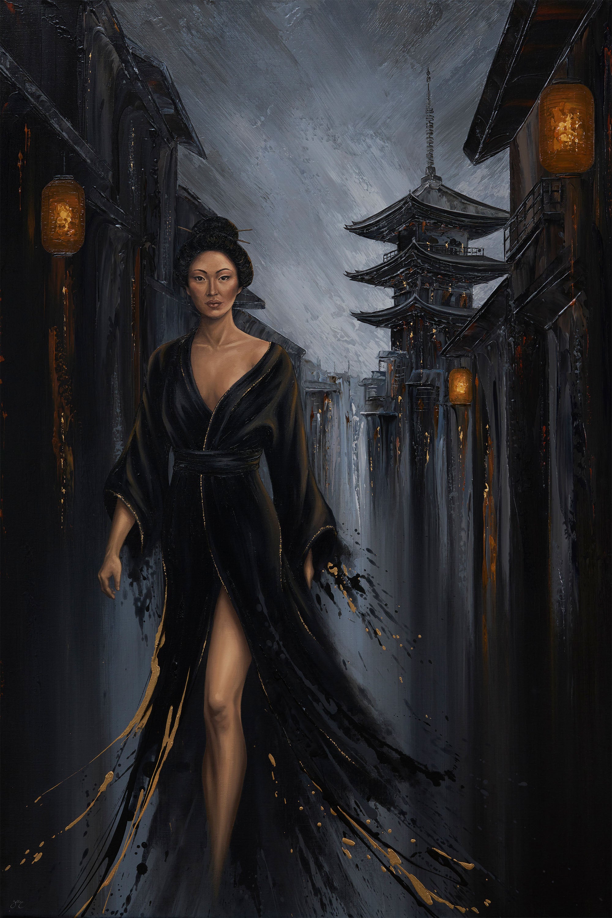 Shadow of the Geisha-by-Isabella Karolewicz-wall-art-print-canvas-poster-framed-Gioia