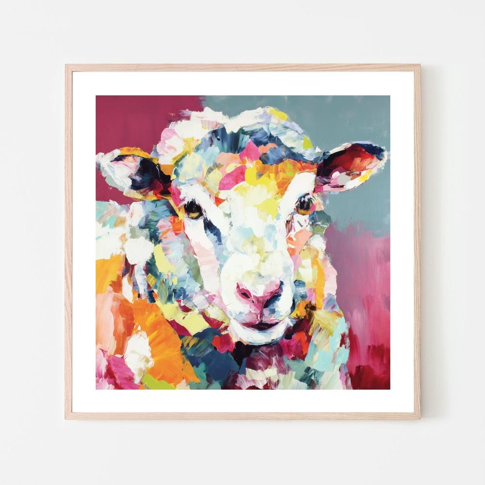 Sheep in Confetti-by-Chromatic Storm Studio-wall-art-print-canvas-poster-framed-Gioia