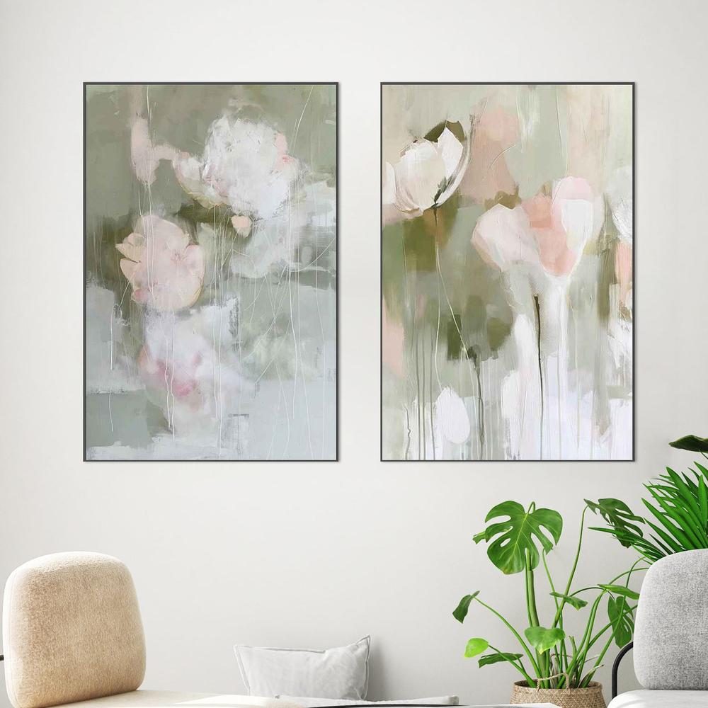 Soft Abstract Blooms & Soft Abstract Flowers, Set Of 2-by-Sally Ann Moss-wall-art-print-canvas-poster-framed-Gioia