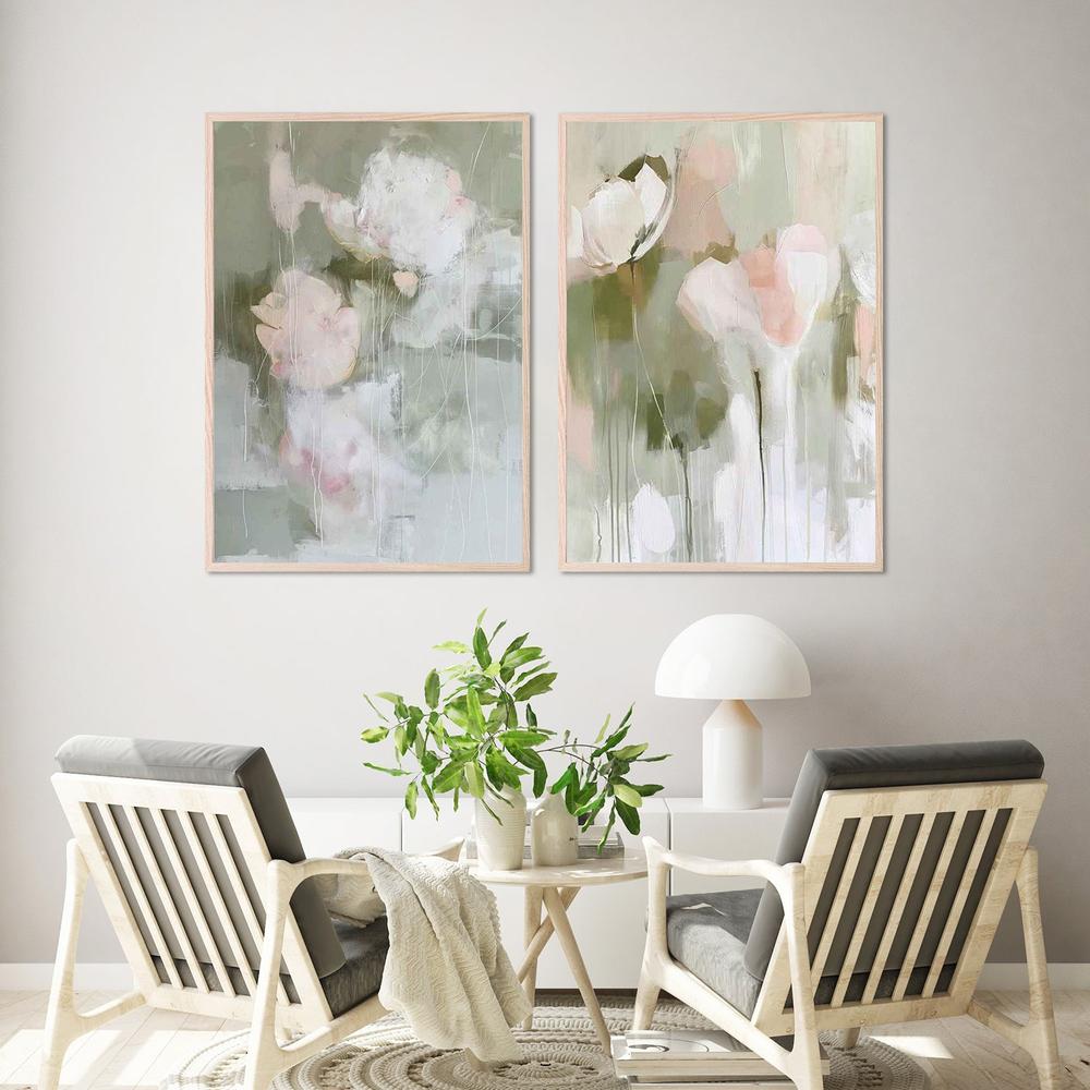 Soft Abstract Blooms & Soft Abstract Flowers, Set Of 2-by-Sally Ann Moss-wall-art-print-canvas-poster-framed-Gioia