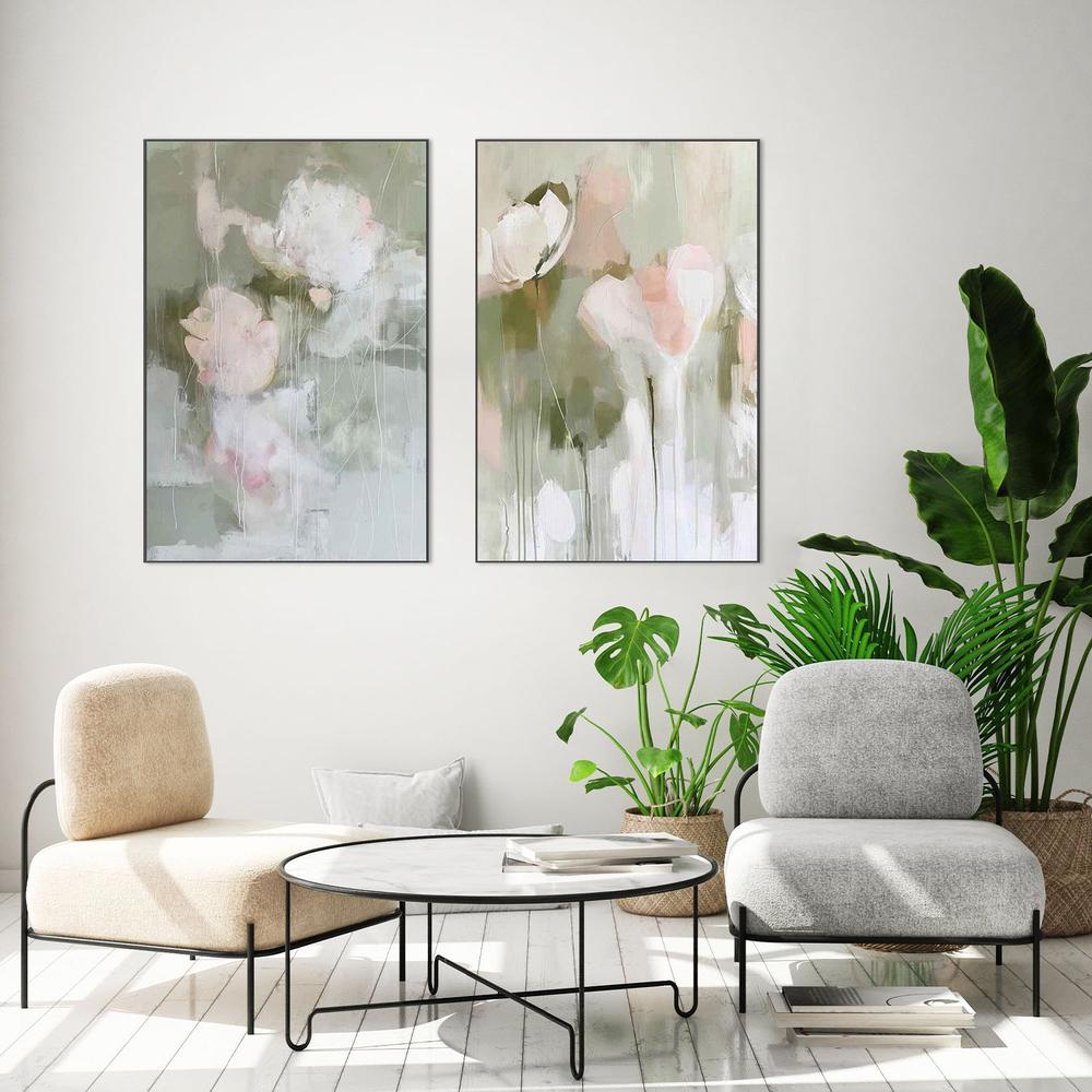 Soft Abstract Blooms & Soft Abstract Flowers, Set Of 2-by-Sally Ann Moss-wall-art-print-canvas-poster-framed-Gioia