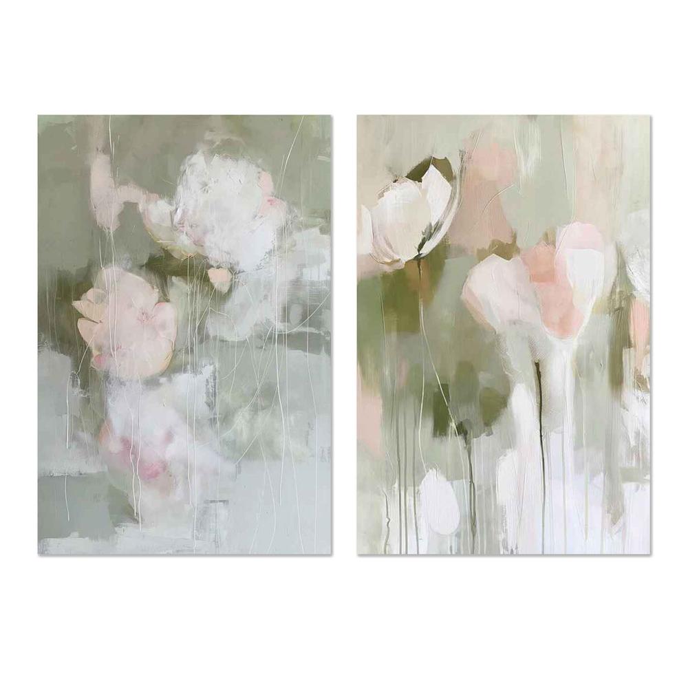 Soft Abstract Blooms & Soft Abstract Flowers, Set Of 2-by-Sally Ann Moss-wall-art-print-canvas-poster-framed-Gioia