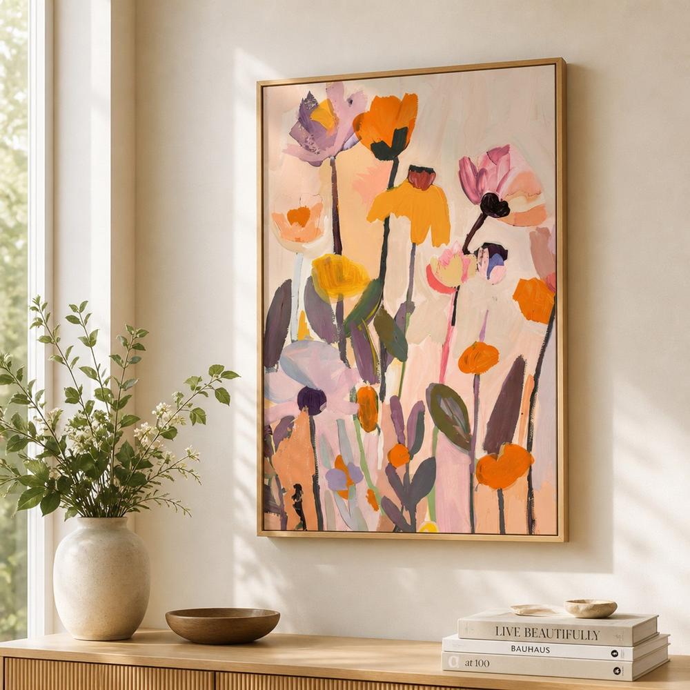 Soft Abstract Blooms With Stems-by-Stephanie Jeuffroy-wall-art-print-canvas-poster-framed-Gioia