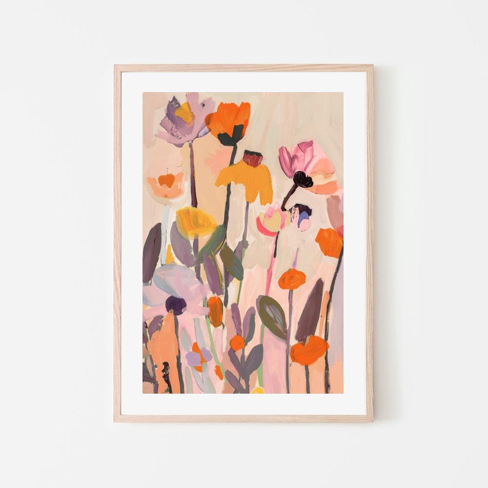 Soft Abstract Blooms With Stems-by-Stephanie Jeuffroy-wall-art-print-canvas-poster-framed-Gioia