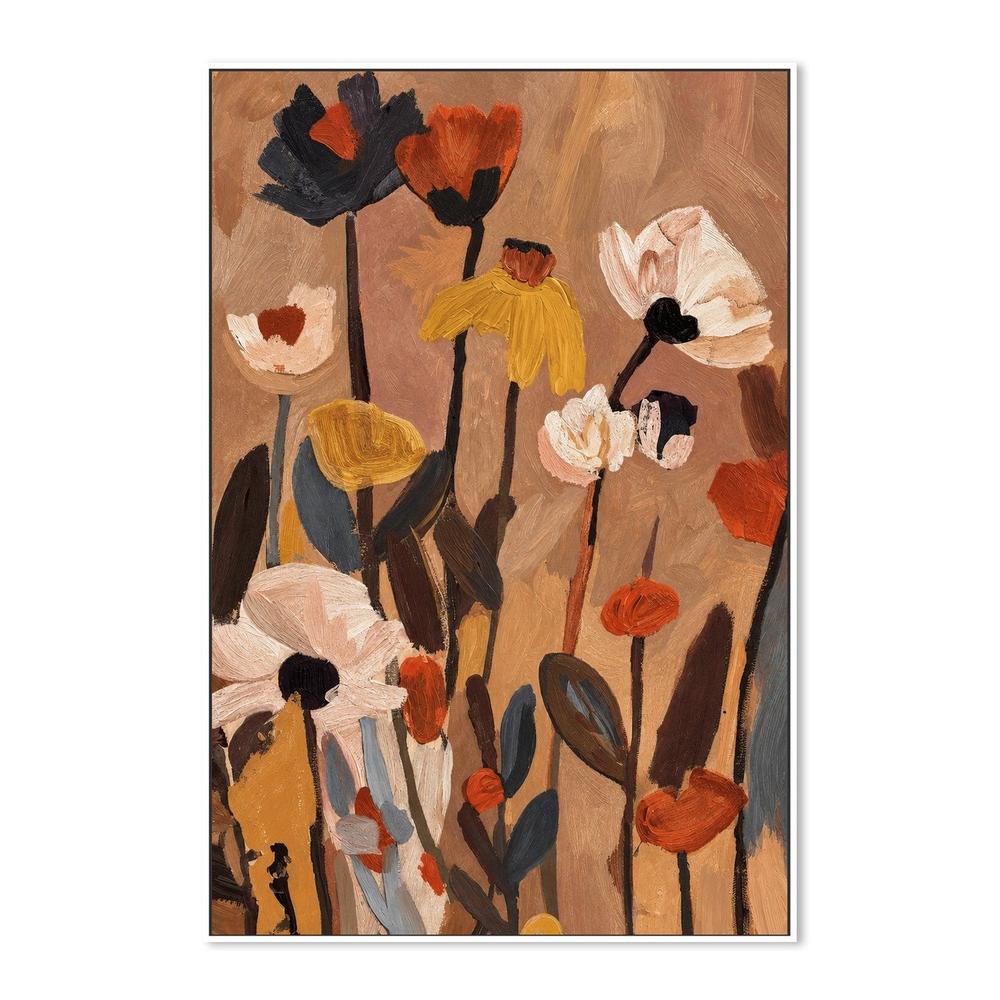 Soft Abstract Blooms With Stems, Warm Brown-by-Stephanie Jeuffroy-wall-art-print-canvas-poster-framed-Gioia