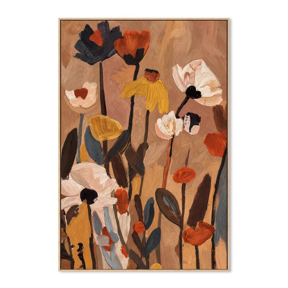 Soft Abstract Blooms With Stems, Warm Brown-by-Stephanie Jeuffroy-wall-art-print-canvas-poster-framed-Gioia