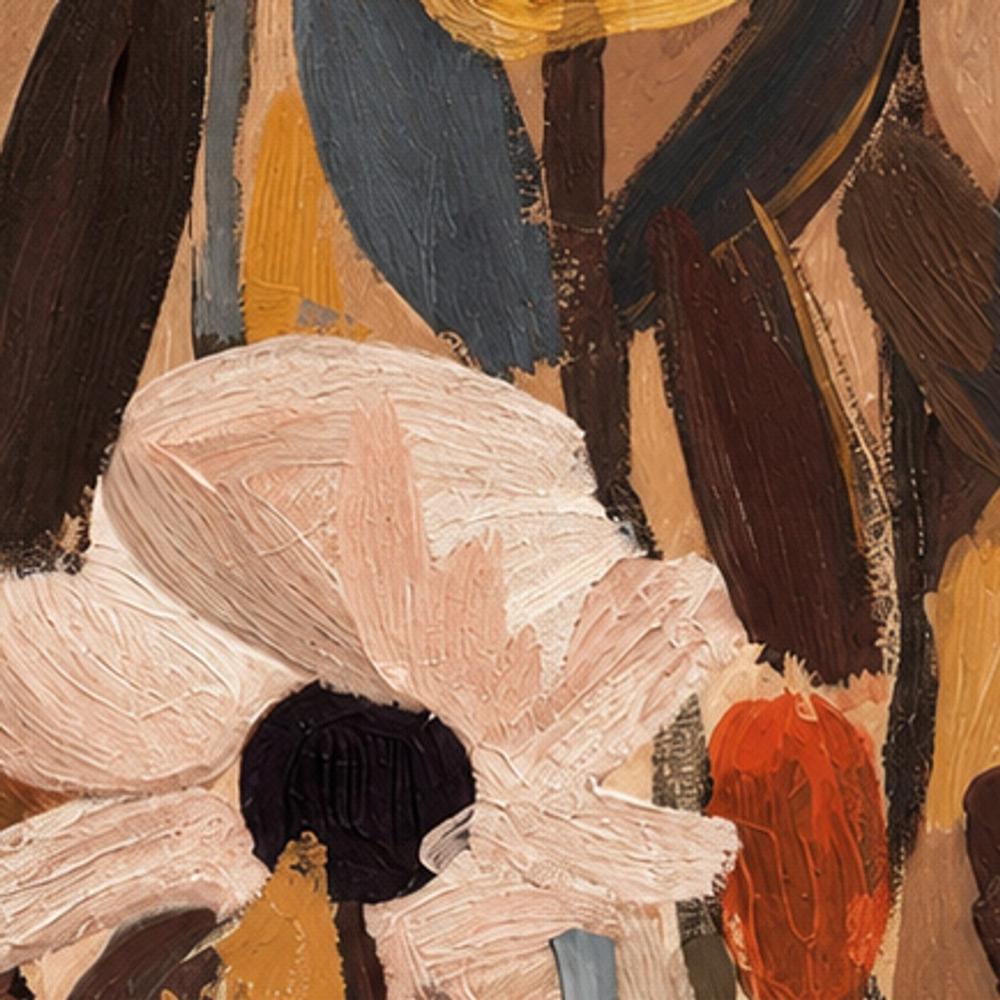 Soft Abstract Blooms With Stems, Warm Brown-by-Stephanie Jeuffroy-wall-art-print-canvas-poster-framed-Gioia