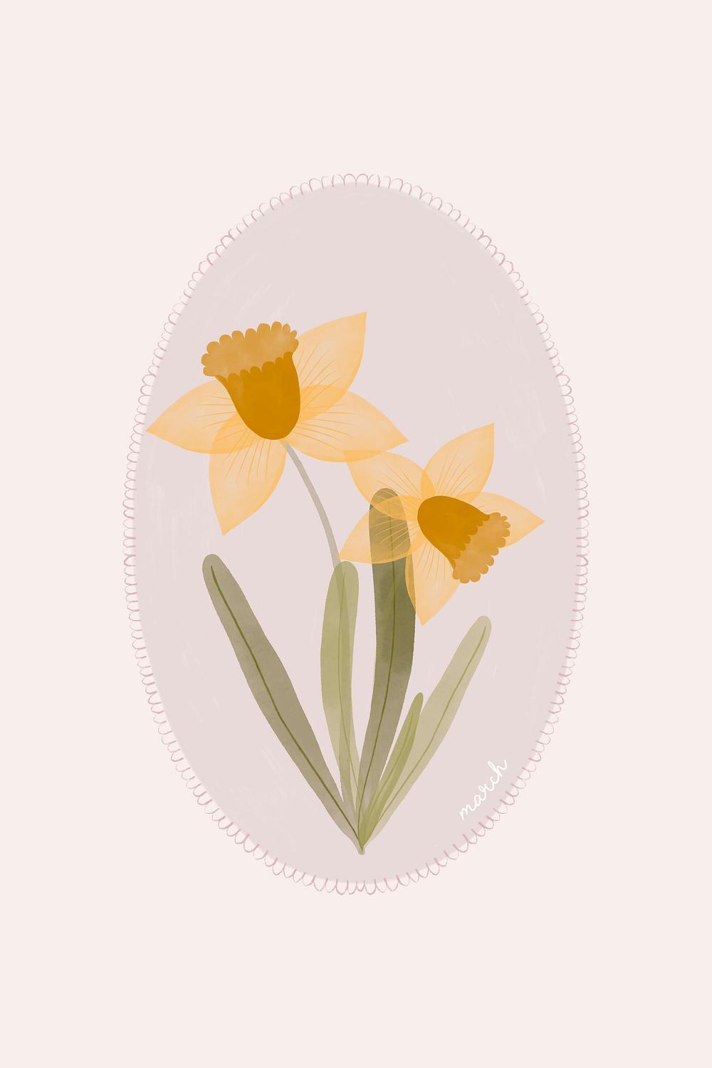 Soft Spring Daffodils-by-Menina Lisboa-wall-art-print-canvas-poster-framed-Gioia