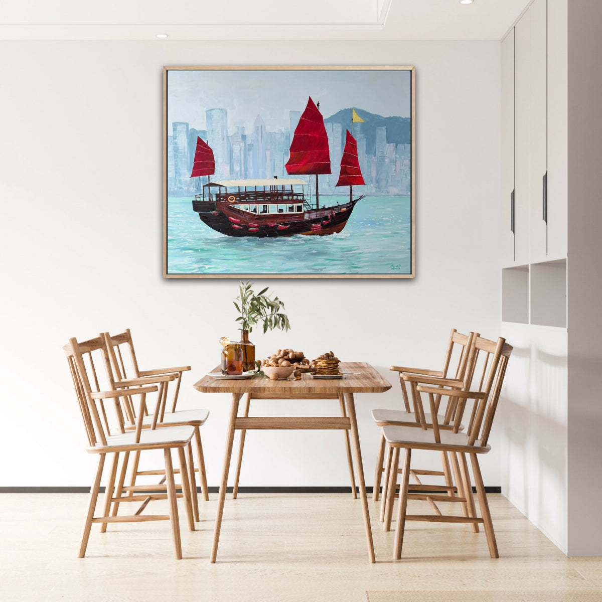 Hong Kong Harbour. Original hand-painted artwork by Meredith Howse.