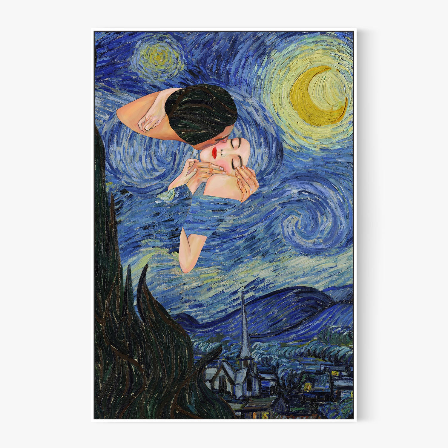 Starry Night Kiss-by-CATS AND DOTZ-wall-art-print-canvas-poster-framed-Gioia