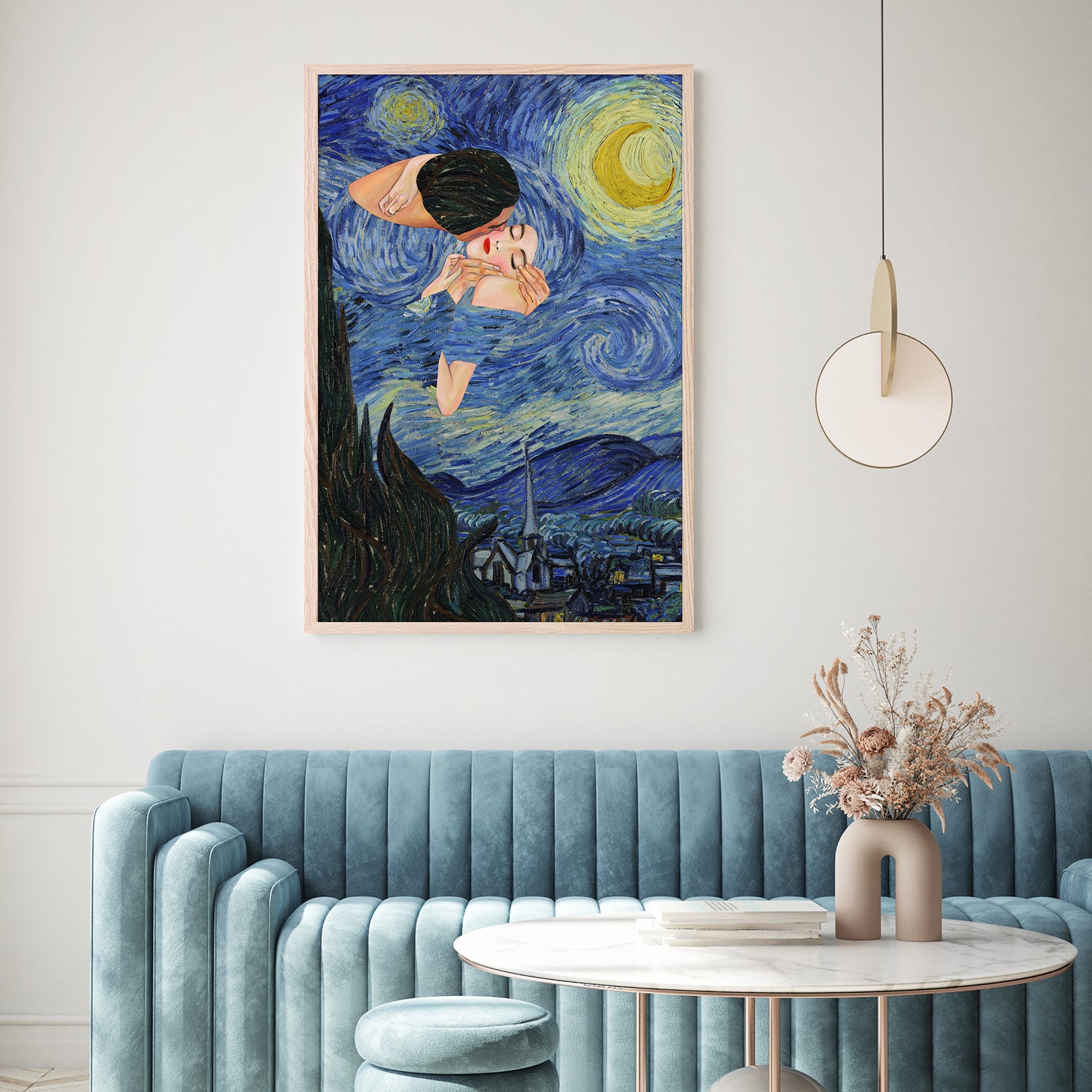 Starry Night Kiss-by-CATS AND DOTZ-wall-art-print-canvas-poster-framed-Gioia