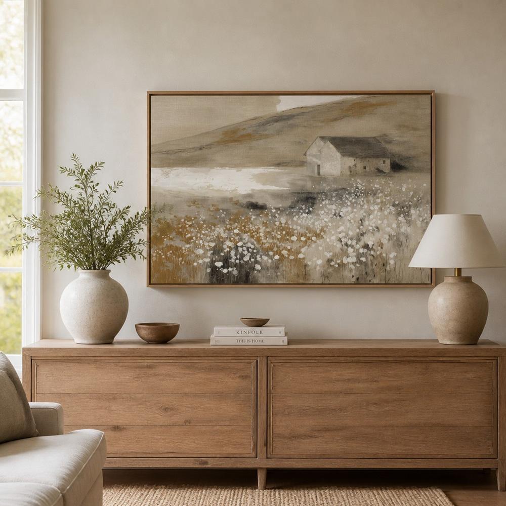 Stone Barn Wildflower Meadow-by-Chromatic Storm Studio-wall-art-print-canvas-poster-framed-Gioia