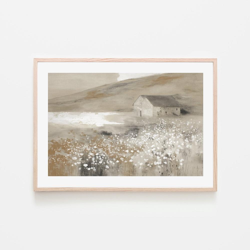 Stone Barn Wildflower Meadow-by-Chromatic Storm Studio-wall-art-print-canvas-poster-framed-Gioia