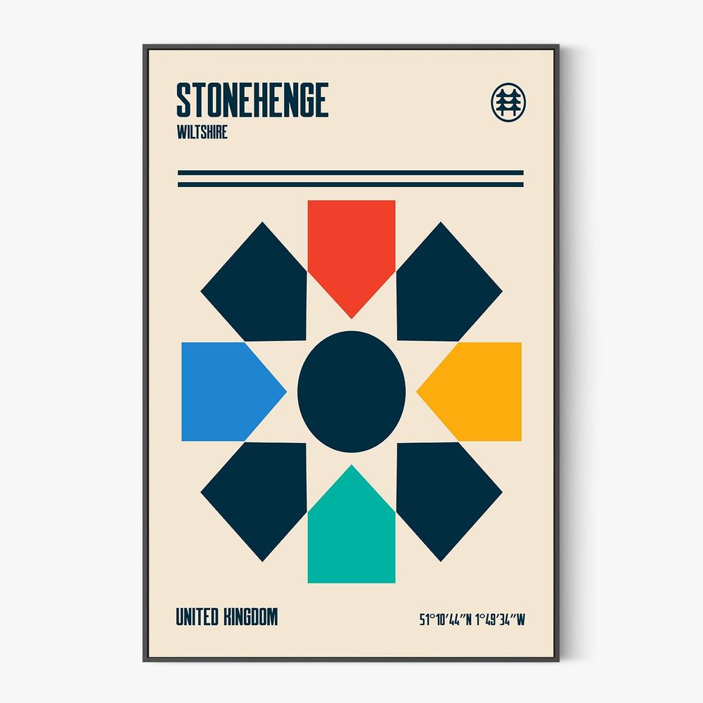 Stonehenge Modern Geometry-by-Retrodrome-wall-art-print-canvas-poster-framed-Gioia