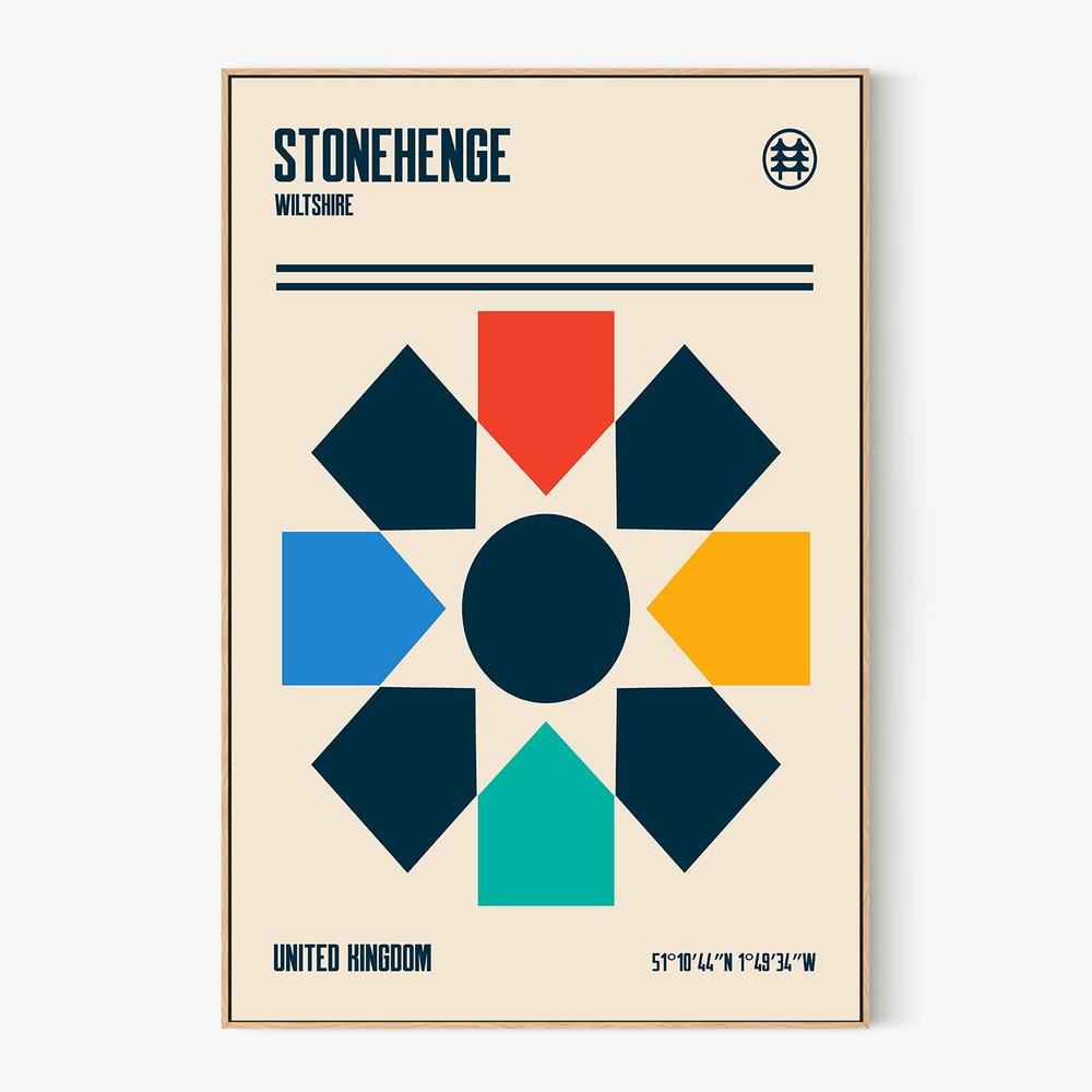 Stonehenge Modern Geometry-by-Retrodrome-wall-art-print-canvas-poster-framed-Gioia