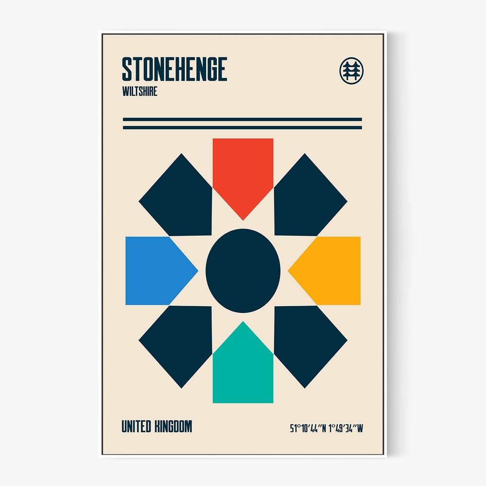 Stonehenge Modern Geometry-by-Retrodrome-wall-art-print-canvas-poster-framed-Gioia
