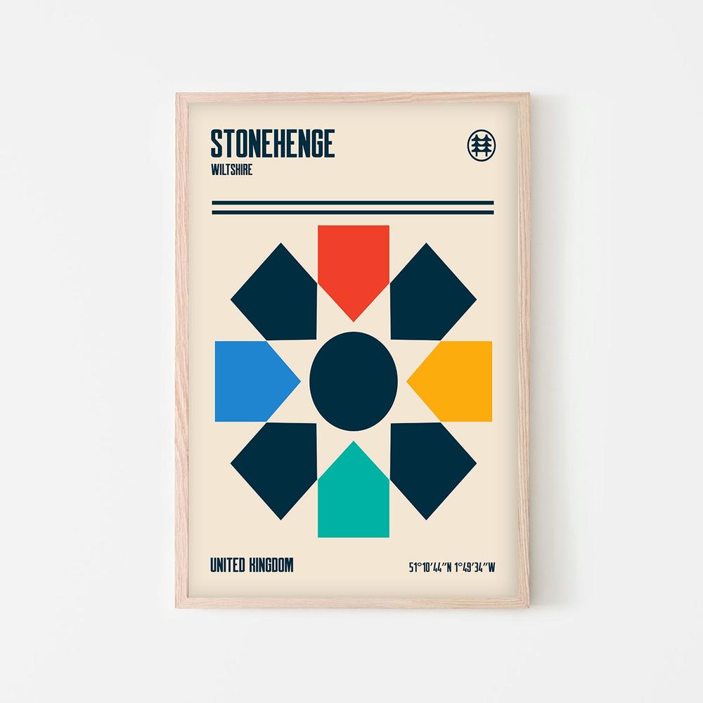 Stonehenge Modern Geometry-by-Retrodrome-wall-art-print-canvas-poster-framed-Gioia