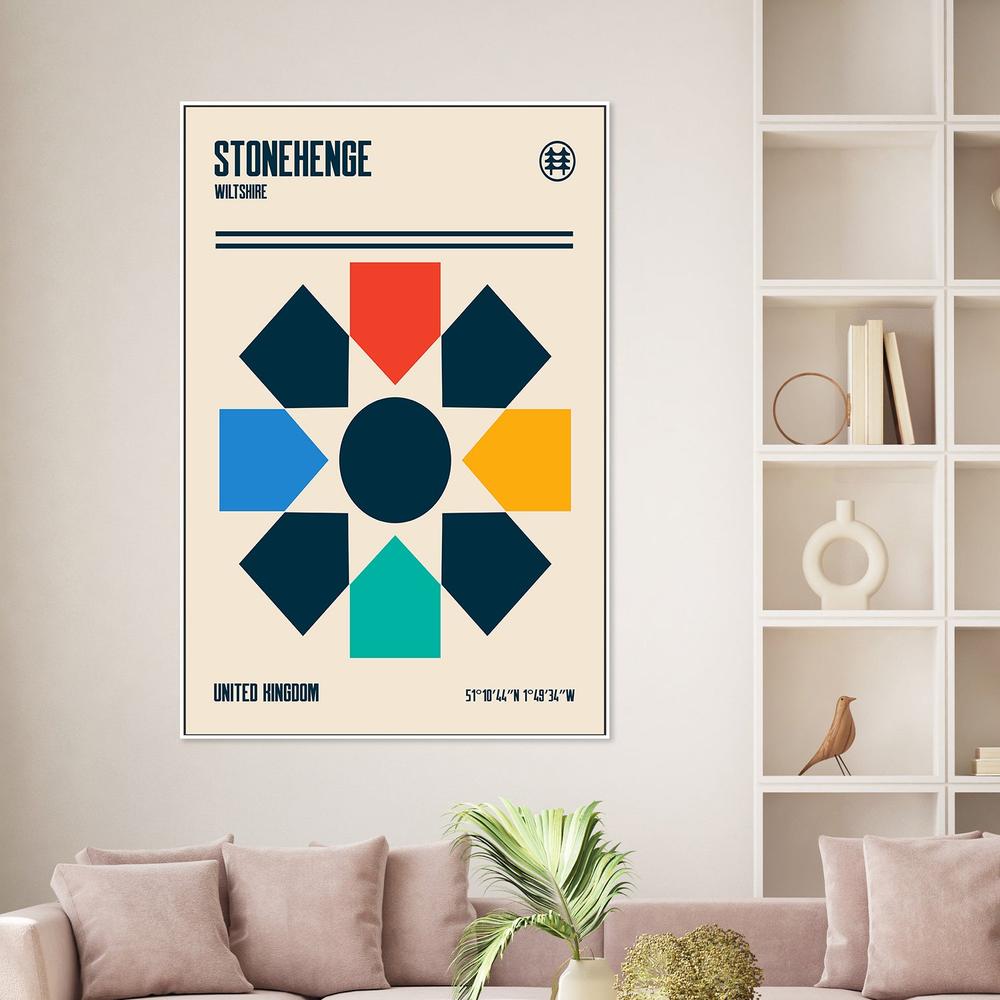 Stonehenge Modern Geometry-by-Retrodrome-wall-art-print-canvas-poster-framed-Gioia
