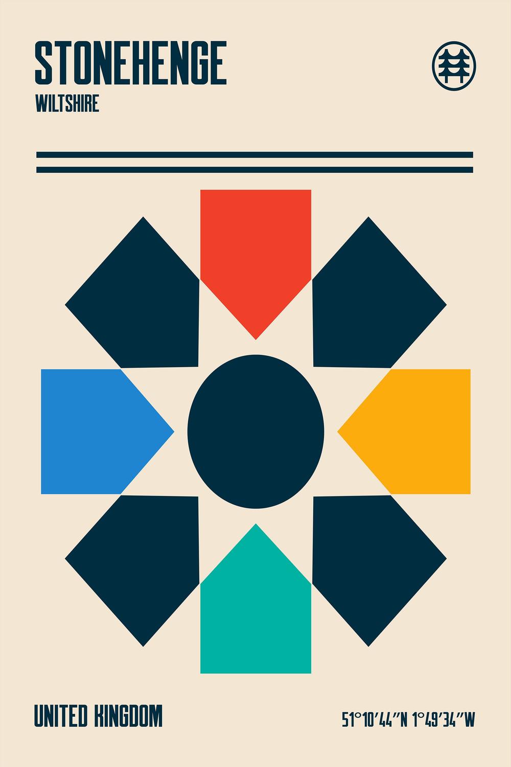 Stonehenge Modern Geometry-by-Retrodrome-wall-art-print-canvas-poster-framed-Gioia