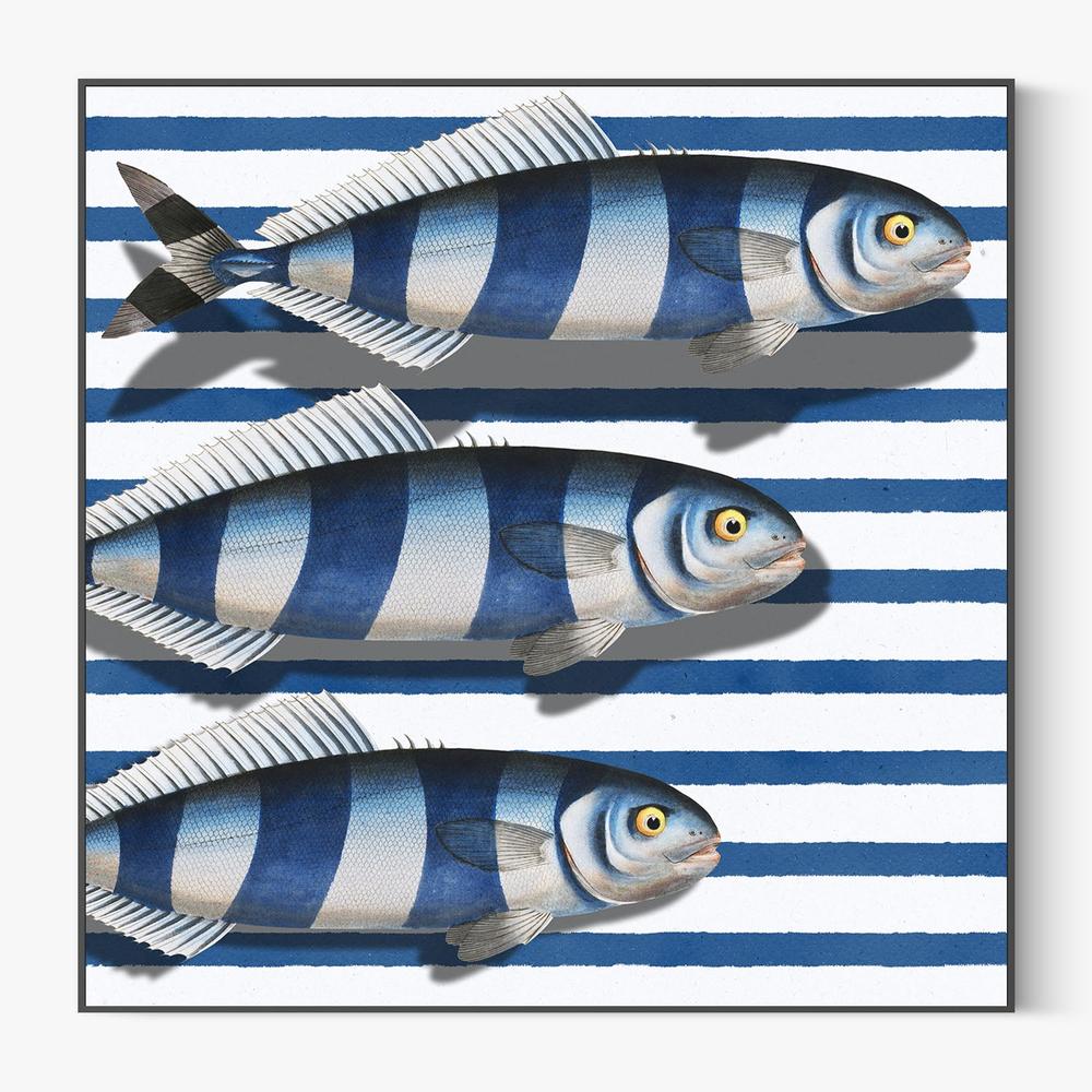 Striped Ocean Fish-by-Marja van den-wall-art-print-canvas-poster-framed-Gioia