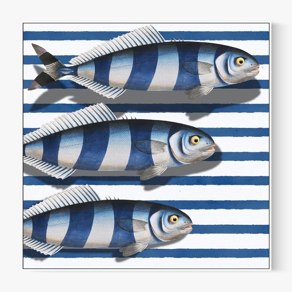 Striped Ocean Fish-by-Marja van den-wall-art-print-canvas-poster-framed-Gioia