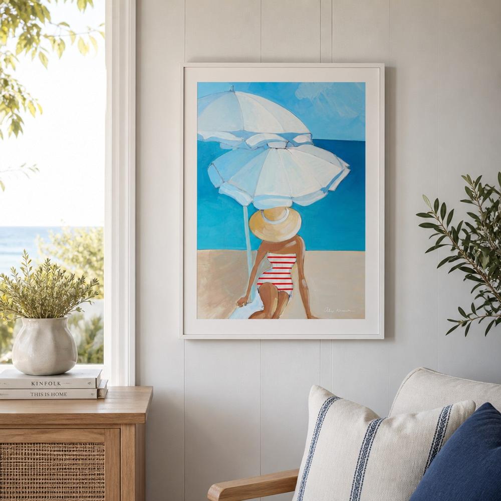 Striped Swimsuit Beach-by-Alex Nereuta-wall-art-print-canvas-poster-framed-Gioia