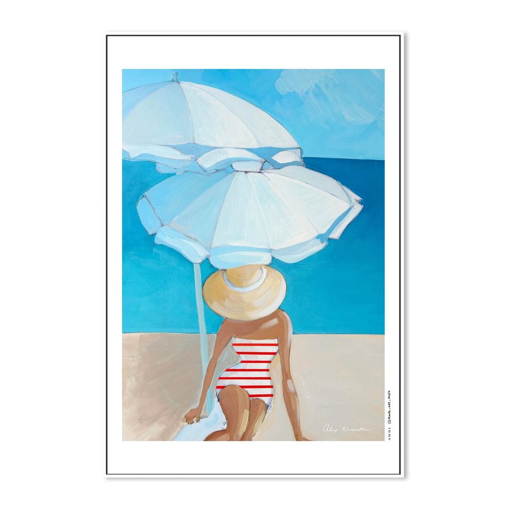 Striped Swimsuit Beach-by-Alex Nereuta-wall-art-print-canvas-poster-framed-Gioia
