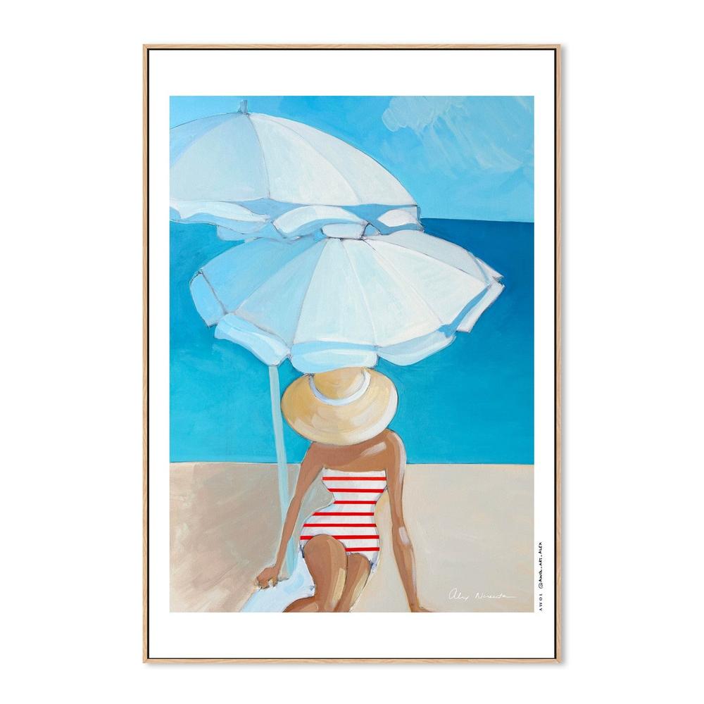 Striped Swimsuit Beach-by-Alex Nereuta-wall-art-print-canvas-poster-framed-Gioia