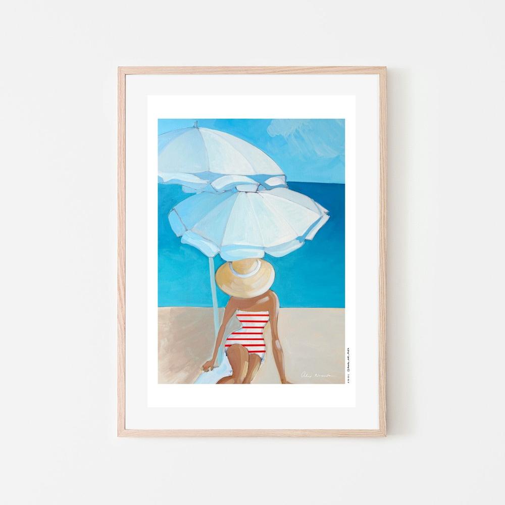 Striped Swimsuit Beach-by-Alex Nereuta-wall-art-print-canvas-poster-framed-Gioia