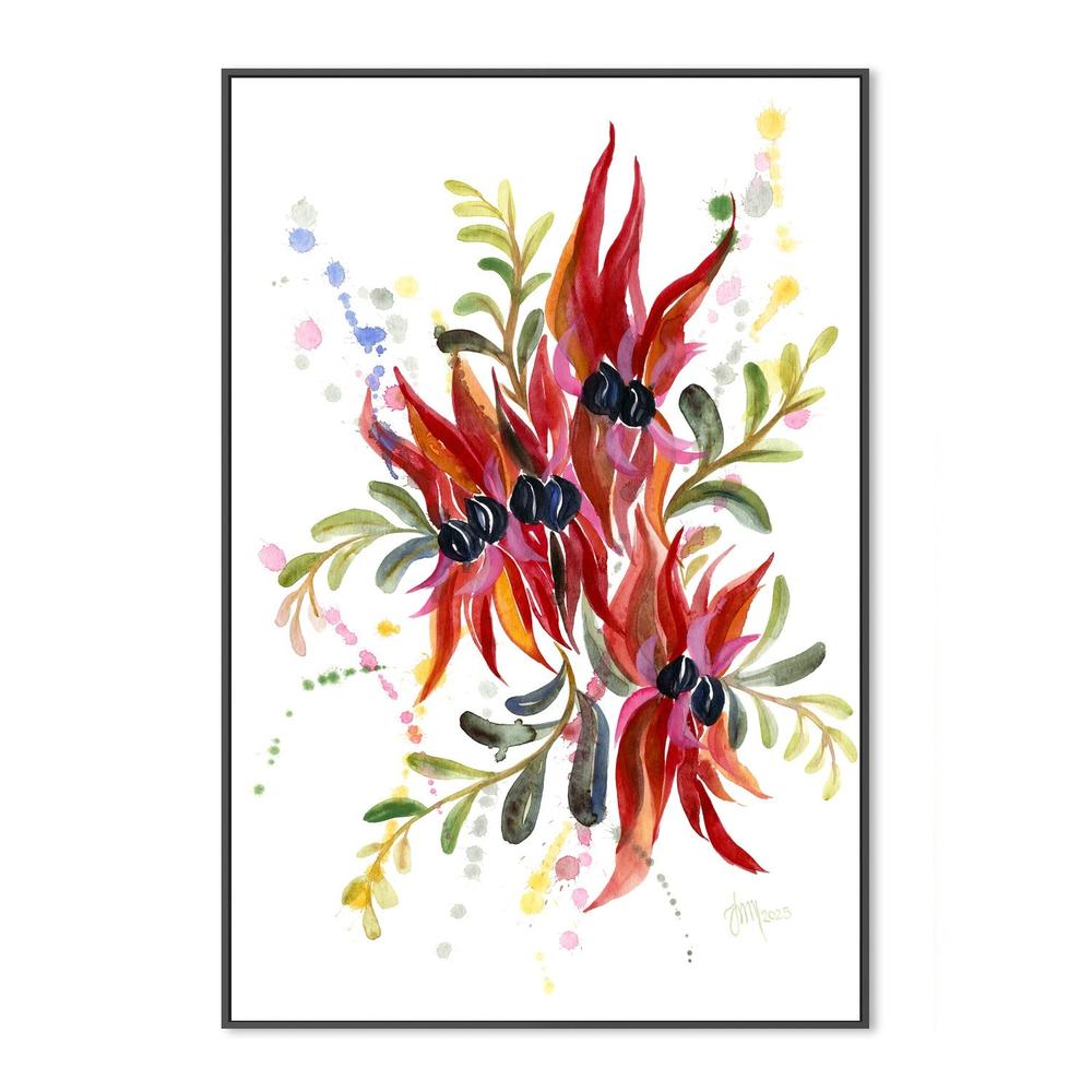 Sturt Desert Pea-by-Jessie Mitchelson-wall-art-print-canvas-poster-framed-Gioia