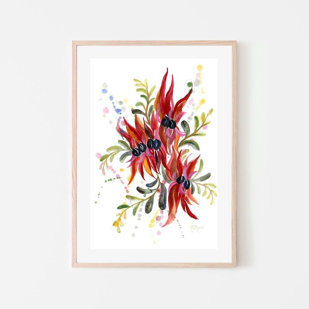 Sturt Desert Pea-by-Jessie Mitchelson-wall-art-print-canvas-poster-framed-Gioia