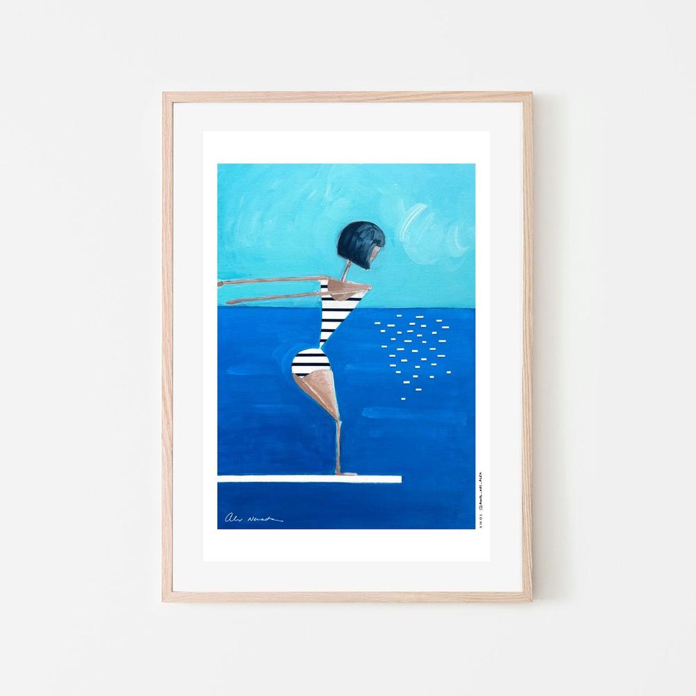 Summer Pool Diver-by-Alex Nereuta-wall-art-print-canvas-poster-framed-Gioia