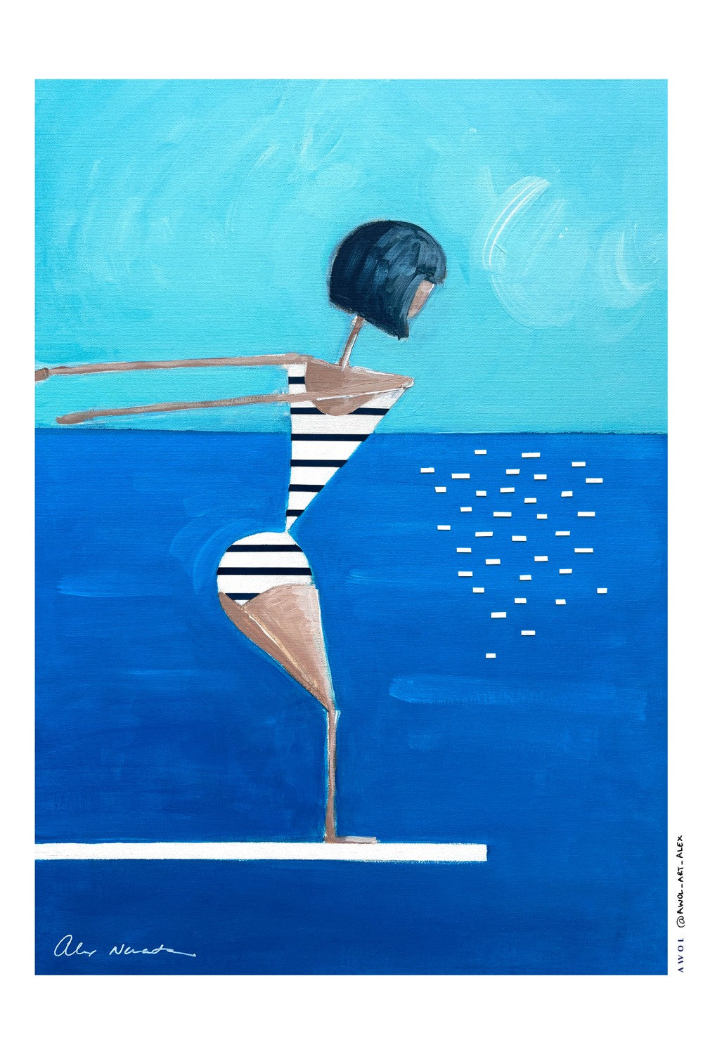 Summer Pool Diver-by-Alex Nereuta-wall-art-print-canvas-poster-framed-Gioia