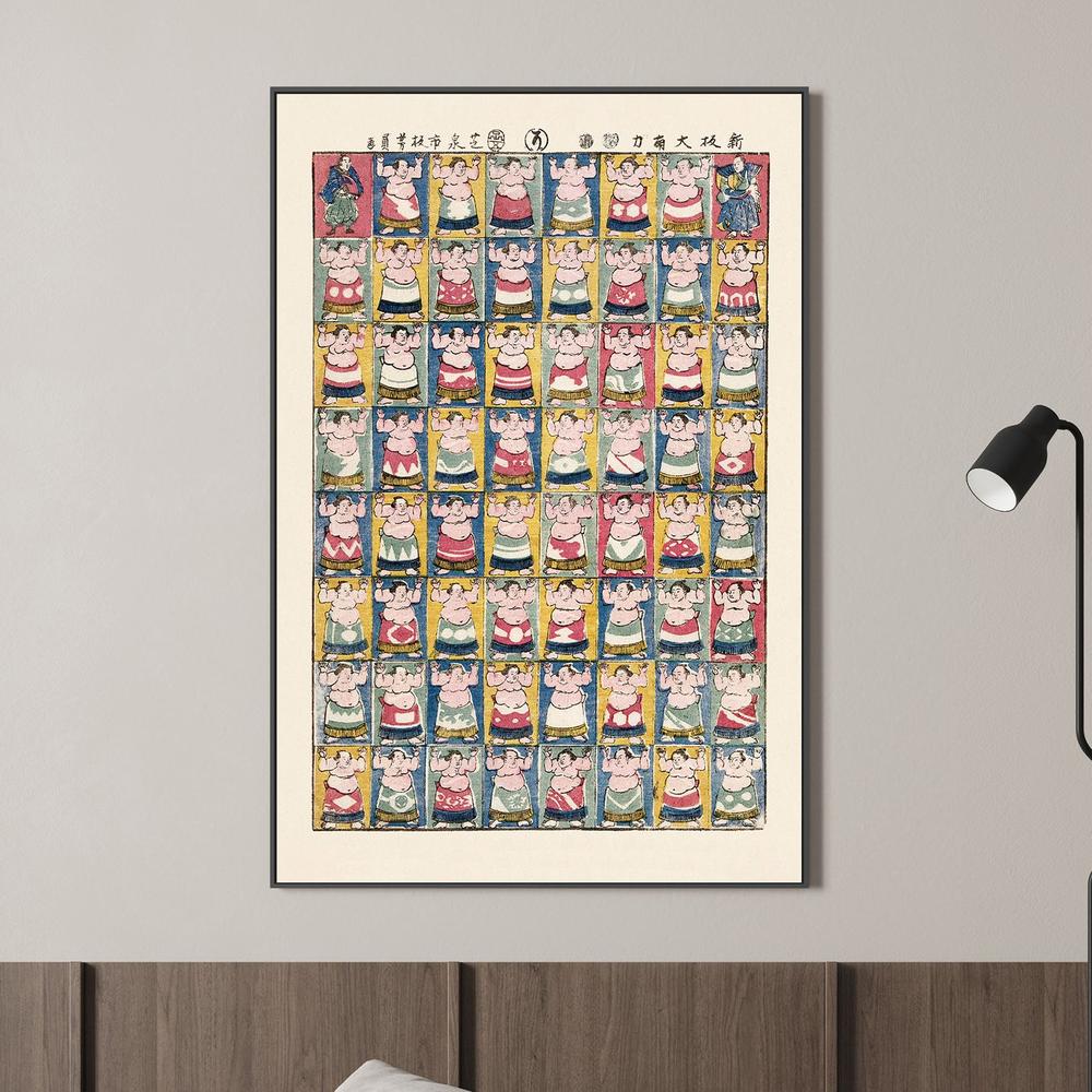 Sumo Wrestlers (1852)-by-utagawa Yoshikazu-wall-art-print-canvas-poster-framed-Gioia